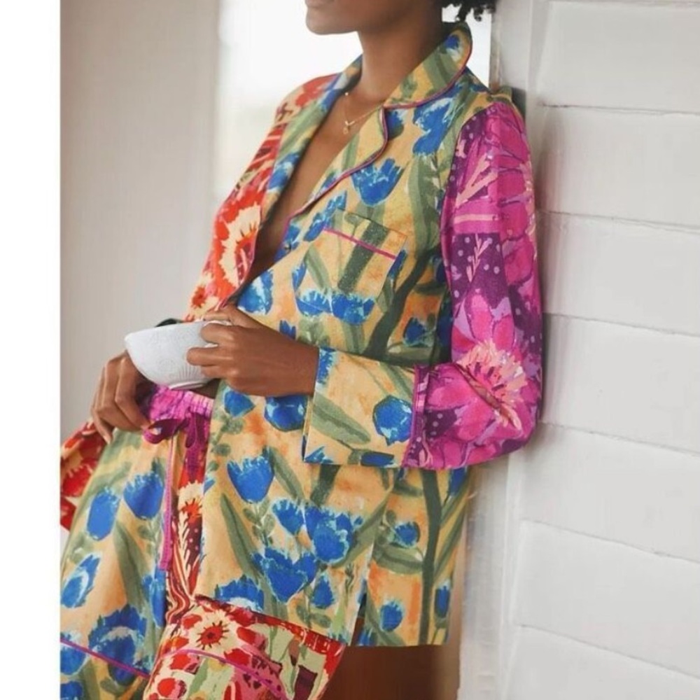 Anthropologie Roeqiya Fris Garden Bloom Pajama Top Colorful XS